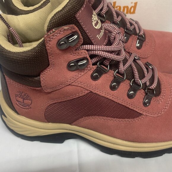 TIMBERLAND WOMEN'S WHITE LEDGE MID LC WATERPROOF BOOT HK MD RED SUEDE A2KNT-ET0 - Picture 2 of 8